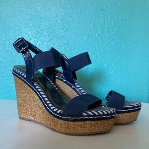 Nautical Wedge Espadrille Heeled Sandals NWOT